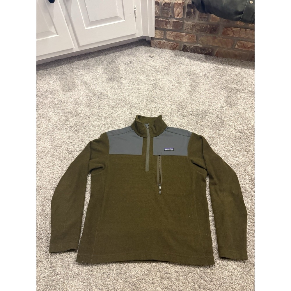 Patagonia M's Finmark 1/4-Zip Wool Blend Jacket Mens Small Olive Green Adventure